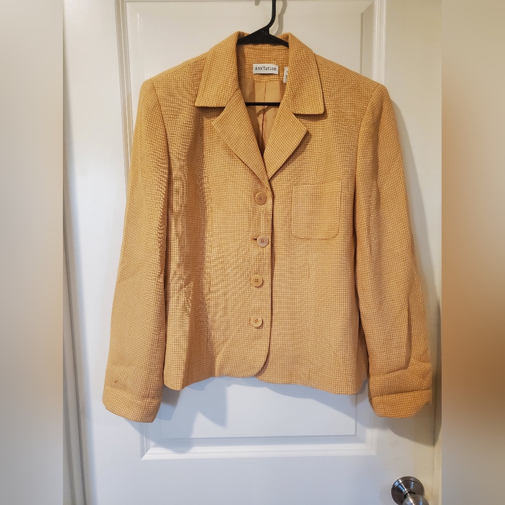 Ann Taylor Mustard Yellow Textured Blazer